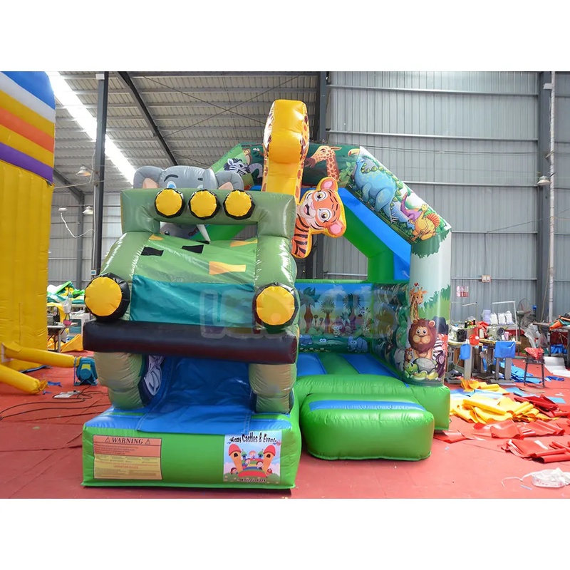 Kids Outdoor Zoo - Castillo Inflable con Tobogán Temático Safari