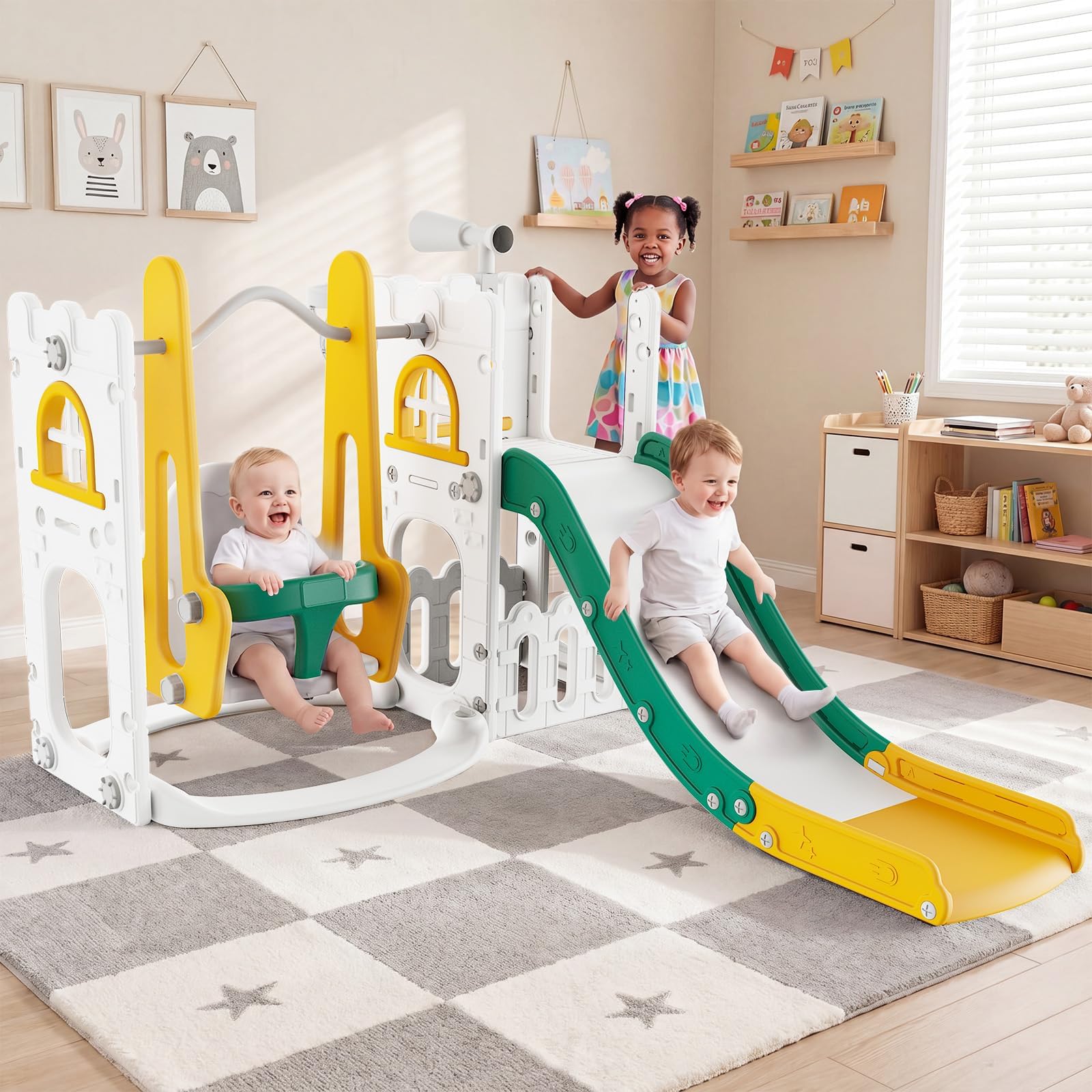 Kids Outdoor Swing - Juego de tobogán y columpio 7