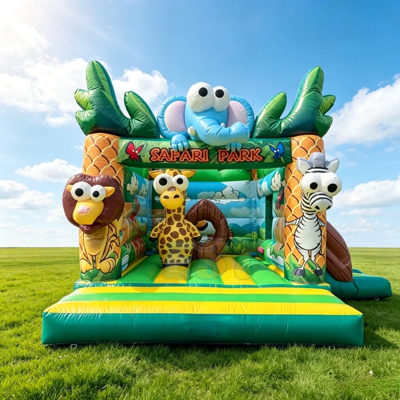 Kids Outdoor Zoo - Castillo Inflable Comercial con Tobogán y