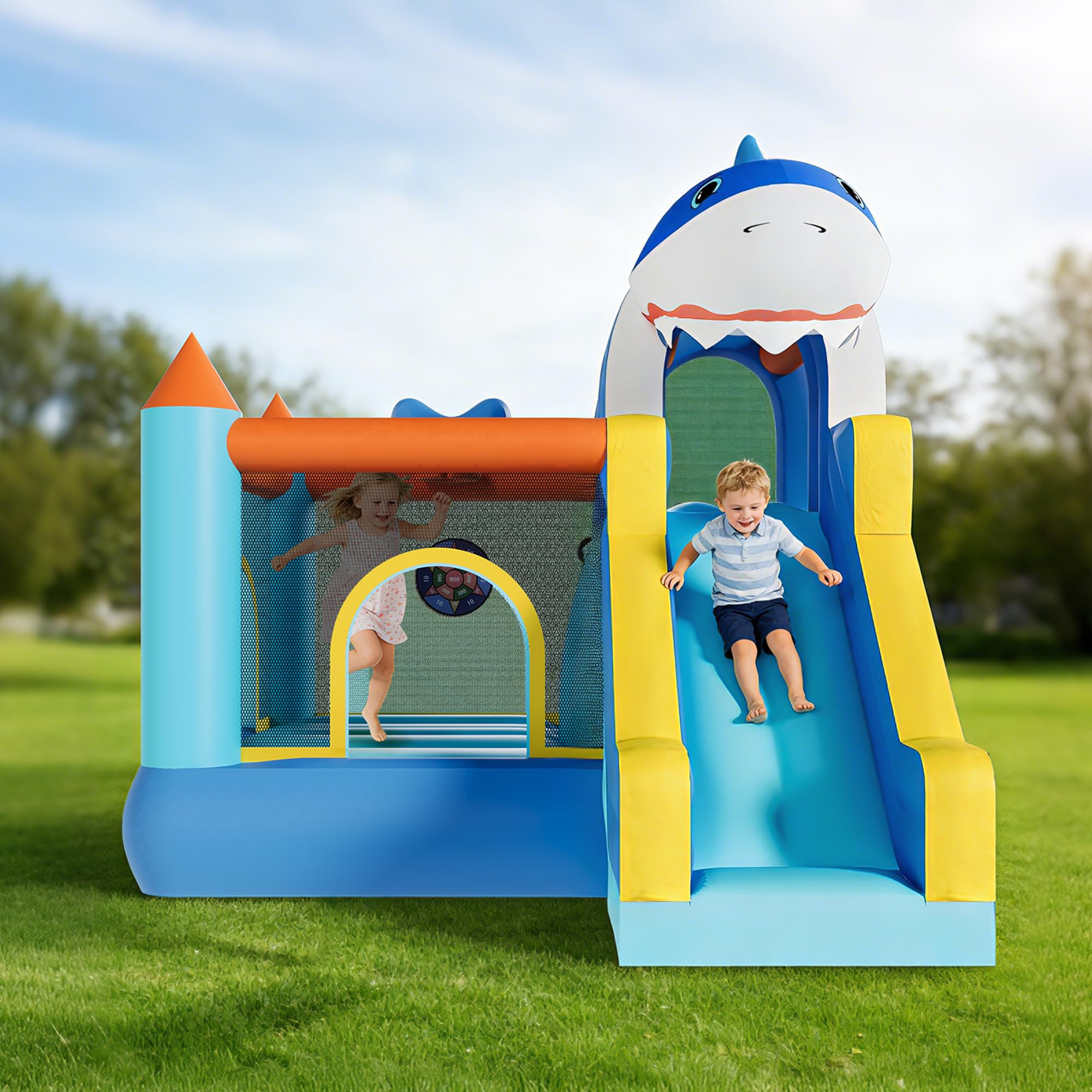 Kids Outdoor Climbing Equipment - Casa Inflable con Tobogán y Soplador,