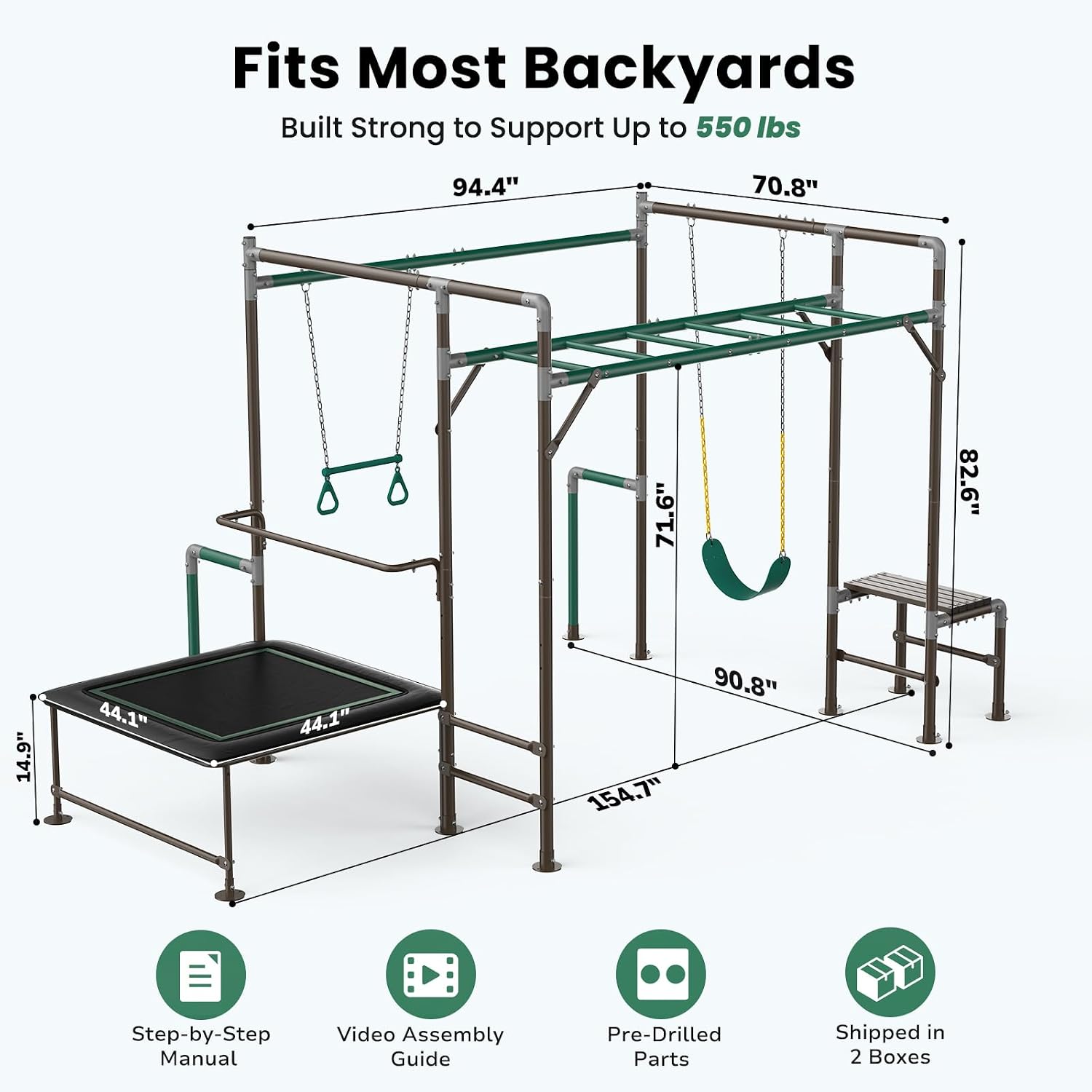 Gimnasio de Exterior con Barra - Kids Outdoor Monkey Bars reseña y precio