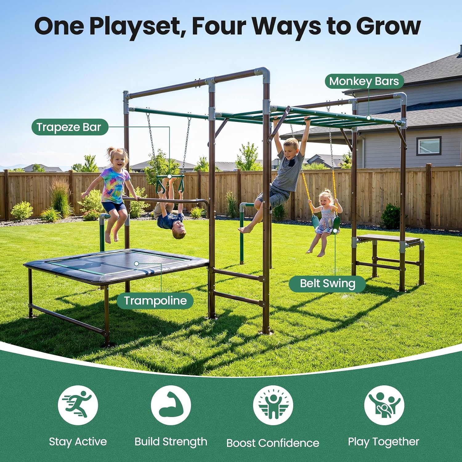 Gimnasio de Exterior con Barra - Kids Outdoor Monkey Bars reseña y precio