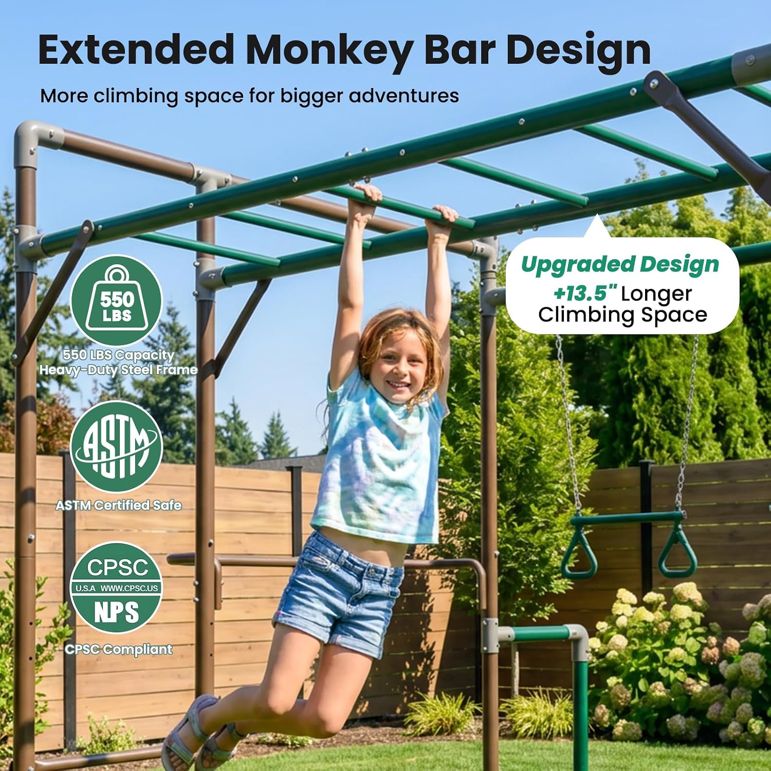 Gimnasio de Exterior con Barra - Kids Outdoor Monkey Bars reseña y precio