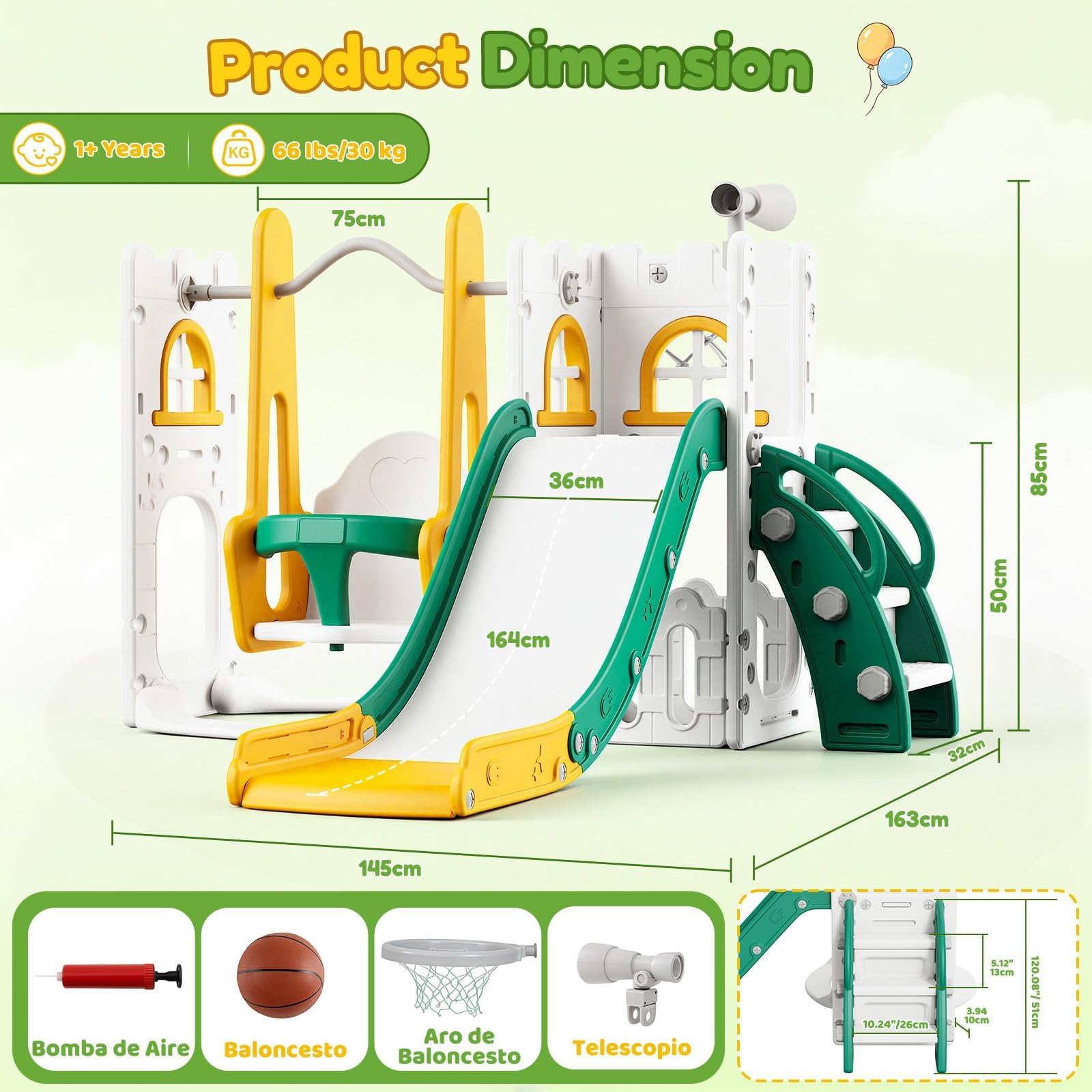 Juego de tobogán y columpio 7  - Kids Outdoor Swing reseña y precio