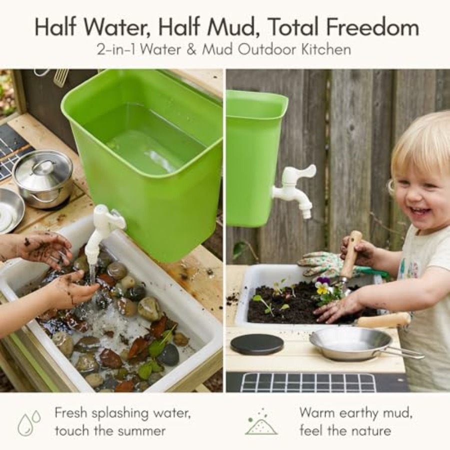 Cocina de barro para niños al  - Kids Outdoor Mud Table reseña y precio