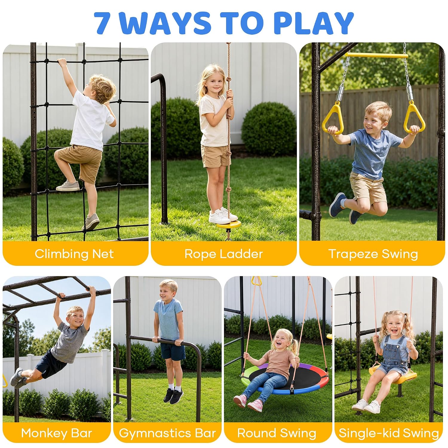 Gimnasio de Exterior 7 en 1, B - Kids Outdoor Monkey Bars reseña y precio