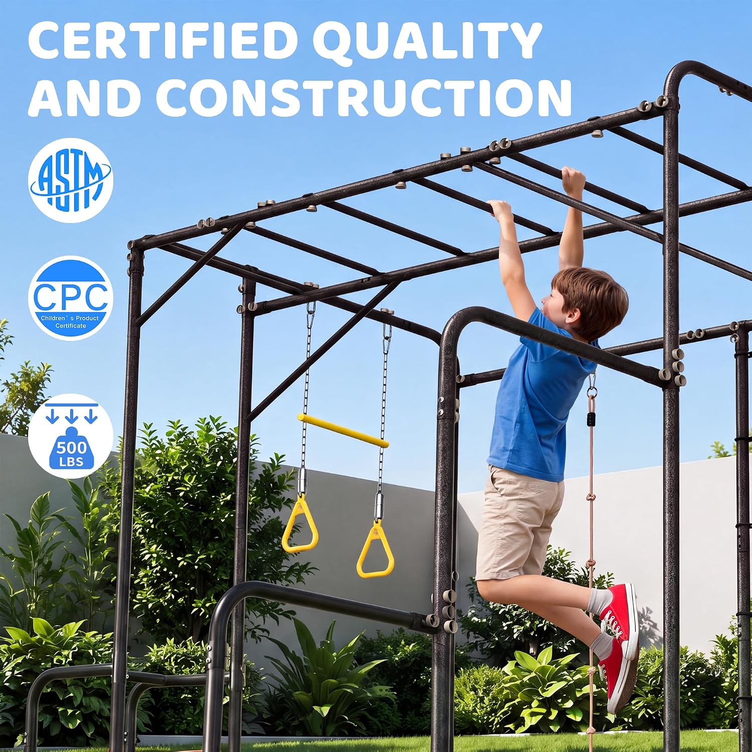 Gimnasio de Exterior 7 en 1, B - Kids Outdoor Monkey Bars reseña y precio