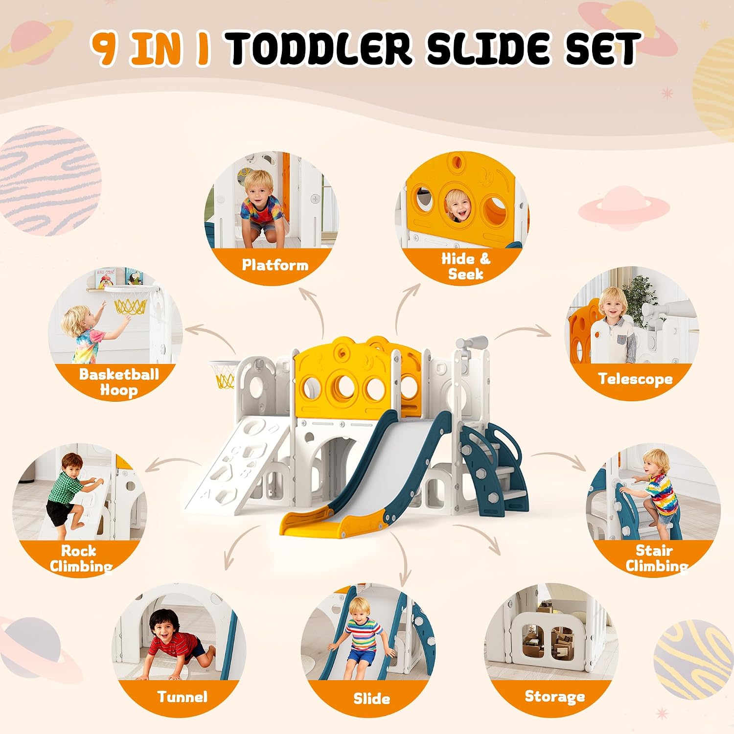 Juego de Tobogán 9 en 1 para N - Kids Outdoor Slide Set reseña y precio
